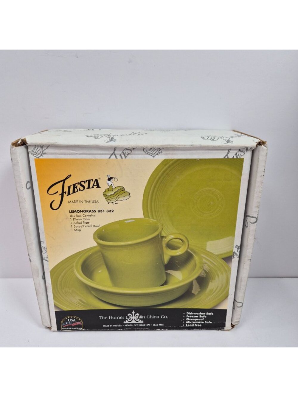 Fiesta Lemongrass by Homer Laughlin 3-Piece Dinnerware Set Made In USA-Retired